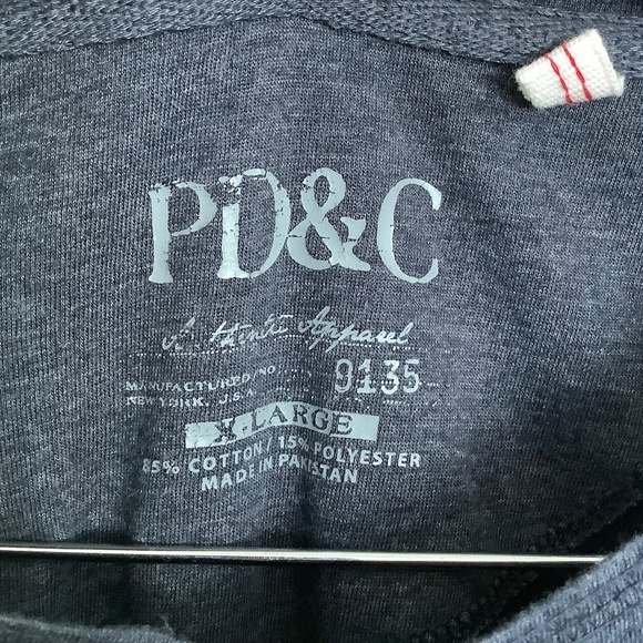 Mens XL - New PD&C Long Sleeve Henley Button Shirt Navy Blue Cotton Polyester - Picture 5 of 10